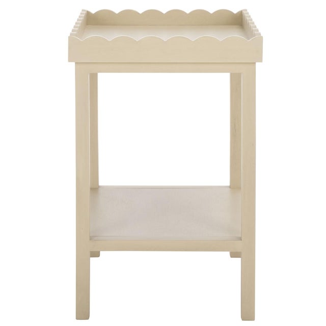 Wood Starlyn Scalloped Accent Table in Sand For Sale - Image 7 of 8