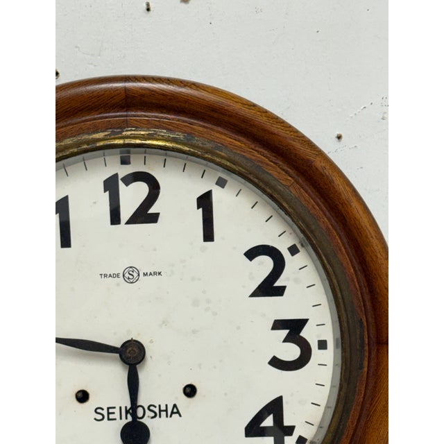 Wood Antique Seikosha Wall Clock For Sale - Image 7 of 12