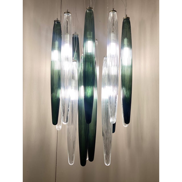 Glass Contemporary Luxury Italian Green "Swords" Murano Glass Cascade by Simoeng For Sale - Image 7 of 7