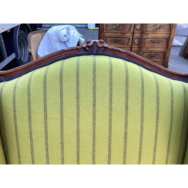 Green Ralph Lauren-Style French Bergere Chair W/Green Wool Fabric For Sale - Image 8 of 10