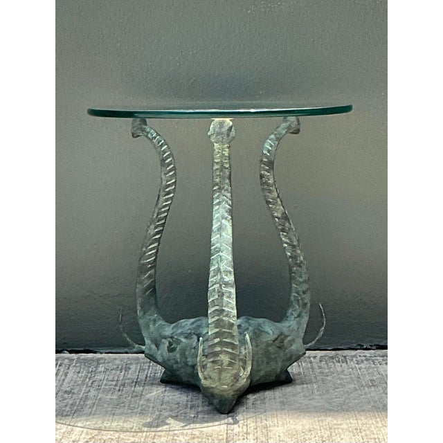 Vintage Verdigris Elephants Side Table For Sale - Image 10 of 12