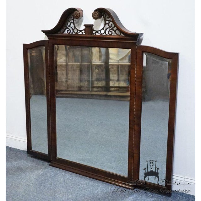 Century Furniture Century Furniture Claridge Collection Solid Mahogany Traditional Style 56" Pierced Pediment Tri-View Mirror For Sale - Image 4 of 8