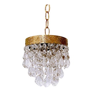 Mid 20th Century Italian Brass Rim Upside Down Layered Chandelier For Sale