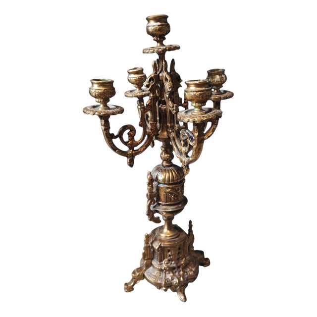 Art Nouveau Brass Candleholder For Sale