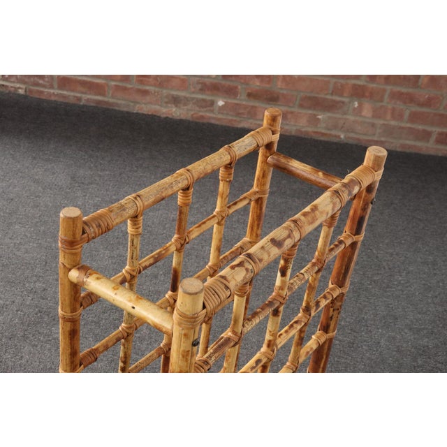 Tan Vintage Bamboo and Rattan 24 Bottle Tabletop of Floor Wine Rack / Stand For Sale - Image 8 of 18
