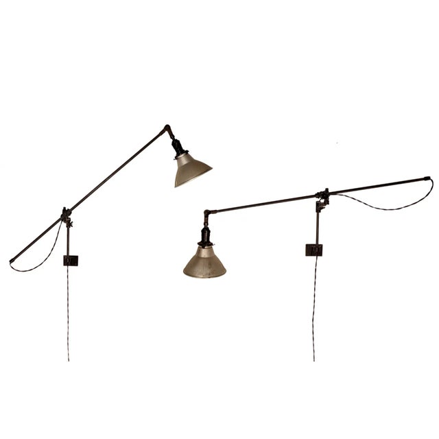 Mounted Articulating Arm Sconce Lamps by O.C. White Restored - a Pair For Sale - Image 11 of 11