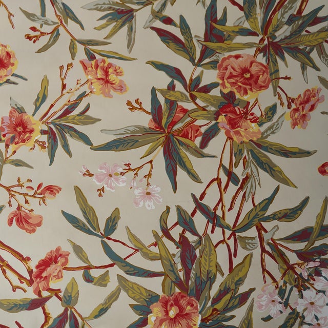 Late 20th Century Late 20th Century Deadstock Ralph Lauren Vinyl Wallpaper- Climbing Oleander in Cream For Sale - Image 5 of 17