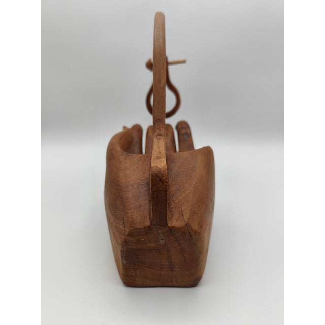 Sculptural Hand-Carved Wooden Wine Bottle Holder, 1950s For Sale - Image 4 of 9
