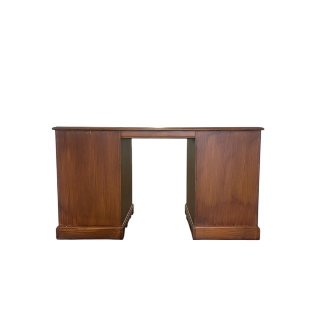 1960s American Traditional Executive Kneehole Desk With File Drawer, Solid Wood For Sale - Image 12 of 12