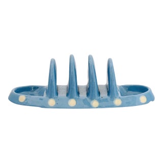 Late 20th Century English Blue Polka Dot Toast Rack For Sale