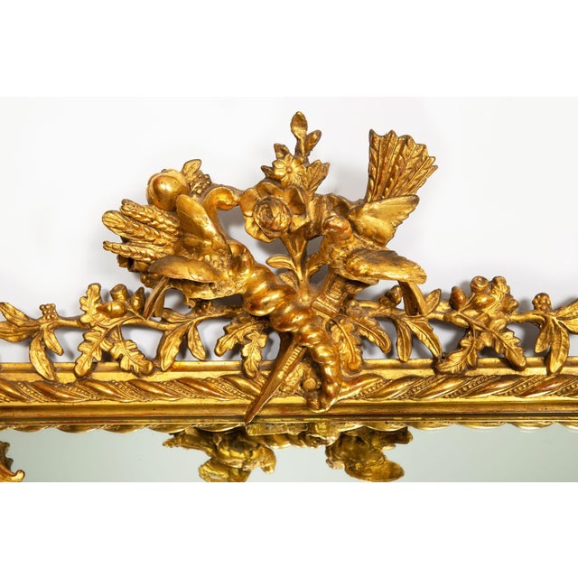 Gold Pair of 19th Century French Neoclassical Antique Giltwood “Wedding” Mirrors For Sale - Image 8 of 18