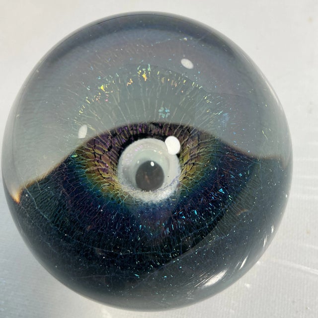 Modern 1980s Robert Eickholt Paperweight Art Glass Iridescent "Veil" Egg Water Fountain Spray For Sale - Image 3 of 12