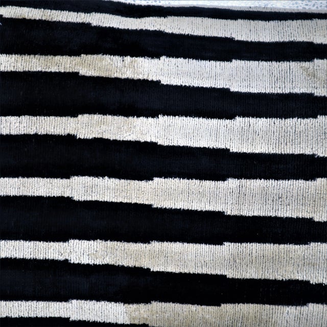 2020s Contemporary Black and White Velvet Throw Pillow & Down Insert For Sale - Image 5 of 9