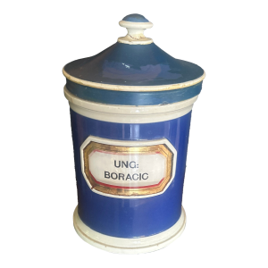 Mid to Late 19th C. French Y&g Co. Porcelain Apothecary Jar W/Lid