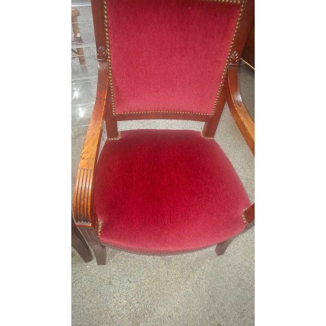 Maroon Empire Cherry Red Armchairs, 1890, Set of 2 For Sale - Image 8 of 10
