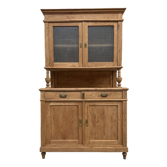 Antique Two-Piece Cupboard in Oak, 1890s For Sale