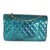 Chanel Green Blue Shaded Quilted Patent Medium Classic Double Flap Bag For Sale - Image 4 of 9