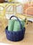 Large Vintage Blue Wicker Basket With Handle For Sale - Image 12 of 13