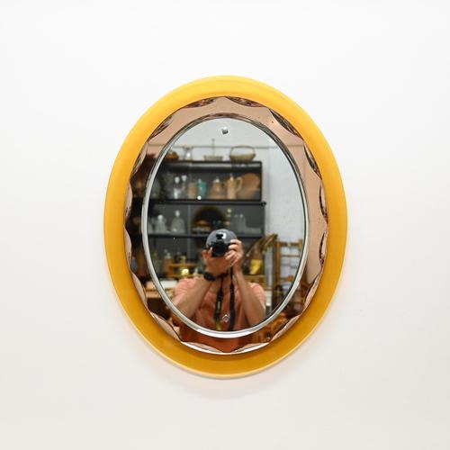 Spectacular and unique oval beveled wall mirror designed by Antonio Lupi and produced by Cristal Luxor in Italy during the...
