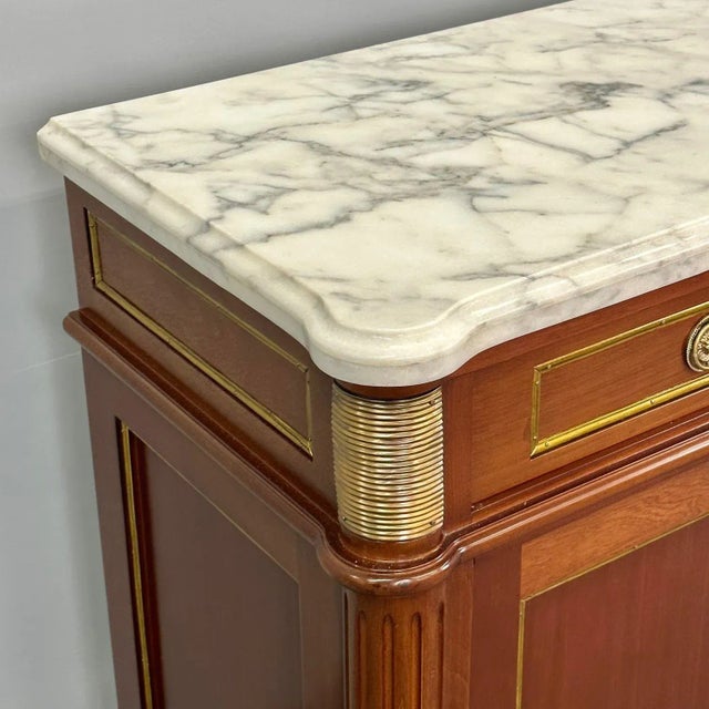 Louis XVI Hollywood Regency Style Bronze Mounted Mahogany Sideboard / Credenza For Sale - Image 9 of 13