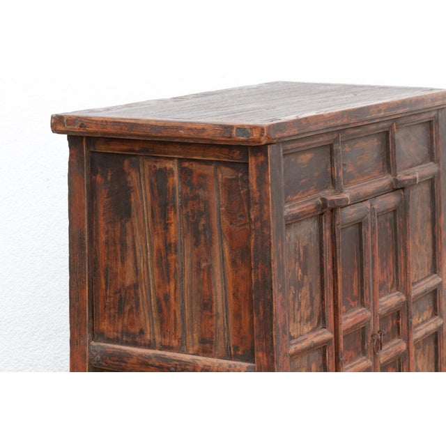 Antique Provincial 2 Door Rustic Asian Cabinet For Sale - Image 10 of 11