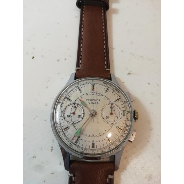 Mid-Century Modern Vintage Sekonda Chronograph, Russia, 1970s For Sale - Image 3 of 11