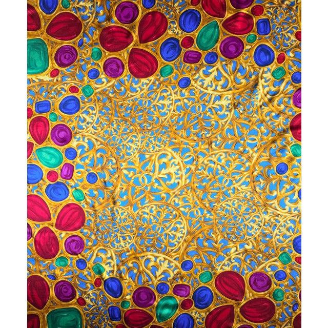 Textile Chanel Large Silk Scarf Featuring Gripoix Jewelry, 1990 For Sale - Image 7 of 8