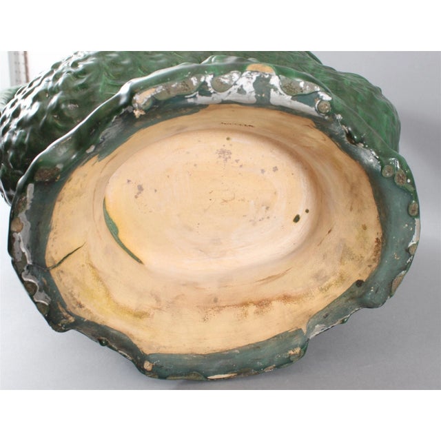 Rare Huge Signed Exhibition Weller Pottery Green Matte Swan Planter Jardiniere For Sale - Image 10 of 11