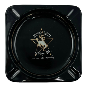 Vintage Million Dollar Cowboy Bar Jackson Hole, Wyoming Black Ceramic Ashtray