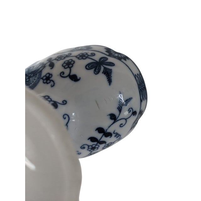 Vintage Blue Onion Porcelain Pedestal Soap Dish Holder For Sale In Charlotte - Image 6 of 13