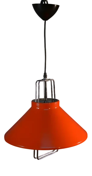 Orange Lacquered Metal Design Pendant Light, 1970s