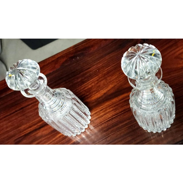 Transparent Beautiful Antique William IV English Fine Lead Cut Crystal Spirit Decanters - Pair. For Sale - Image 8 of 13
