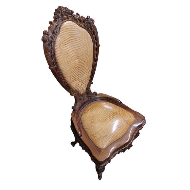 Baroque Baroque Chair in Reptile Skin, 1890s, Set of 8 For Sale - Image 3 of 9
