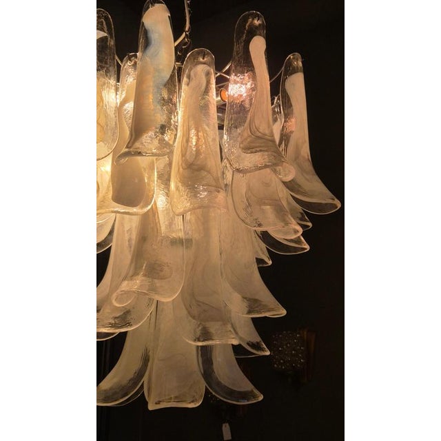 Metal Murano Glass Petal Chandelier, Italy, 1970s For Sale - Image 7 of 13