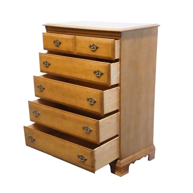 Bassett Furniture Solid Hard Rock Maple Colonial Early American 36" Chest of Drawers 229-01-251 For Sale In Kansas City - Image 6 of 14
