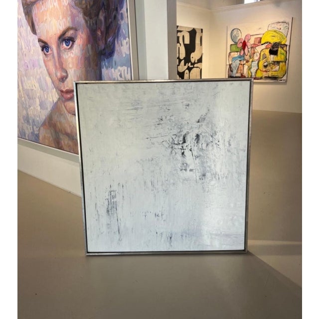 2020s Oil on Canvas Painting Titled “AbEx Whitewash 1” Framed For Sale - Image 5 of 8