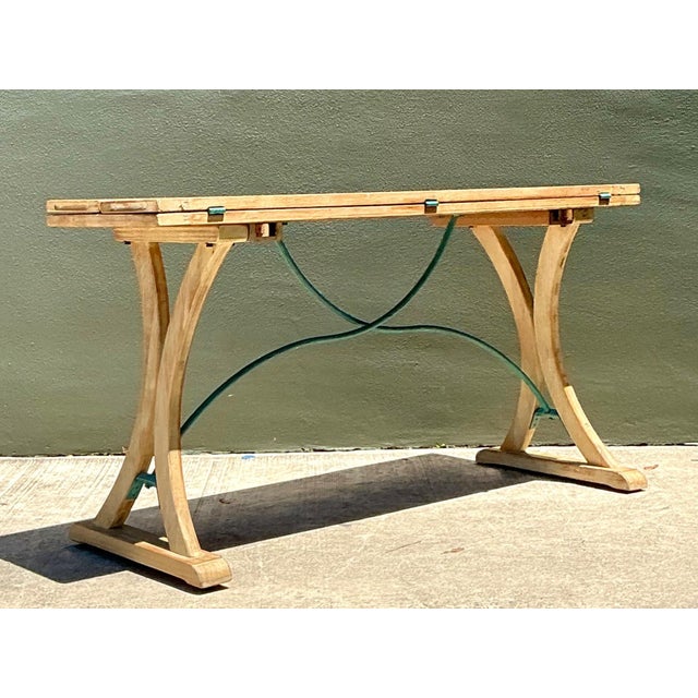 Vintage Wood and Metal Extendable Console Table For Sale - Image 16 of 18