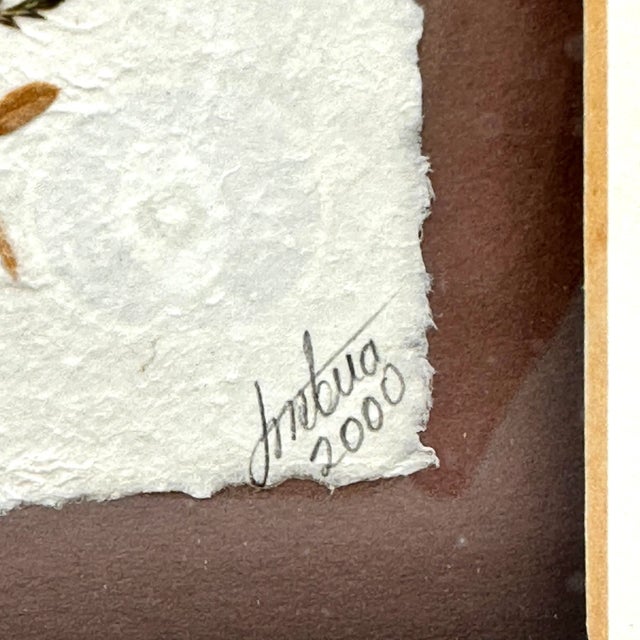 Wood Vintage Botanical Collage Art Made by African Artisans a Pair For Sale - Image 7 of 8