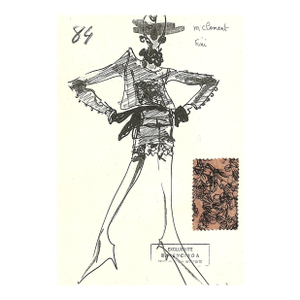 1980 VIntage Balenciaga French Fashion Design With Fabric Swatch, Matted