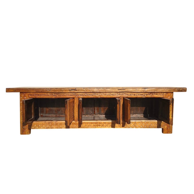 19th Century Chinese Carved Poplar 6 Door Sideboard For Sale - Image 4 of 5