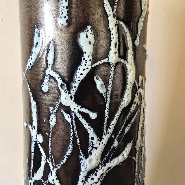 Black Mid Century Modern Italian Tall Vase 1960s For Sale - Image 8 of 14