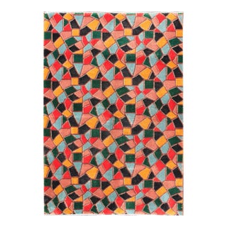Mid-Century Modern Design Rug Inspired by Stained Glass & Unique Complexion For Sale