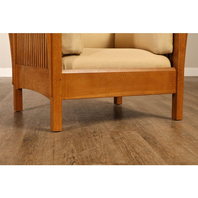 Brown Stickley Mission Collection Prairie Spindle Oak Lounge Chair For Sale - Image 8 of 18