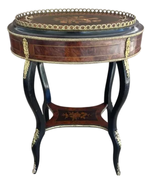 19th Century French Napoleon III Wood Marquetry and Gilded Bronze Jardinière / Plant Stand / Table