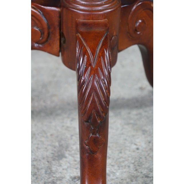 Vintage Georgian Style Scalloped Mahogany Starburst Inlaid Pedestal Side Table For Sale - Image 15 of 18