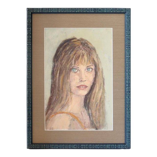 Vintage French Portrait of a Young Woman For Sale