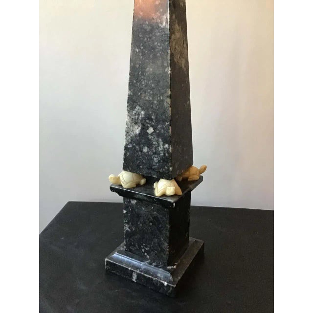 1950s 1950s Marble Obelisk Lamp with Jade Turtles For Sale - Image 5 of 10