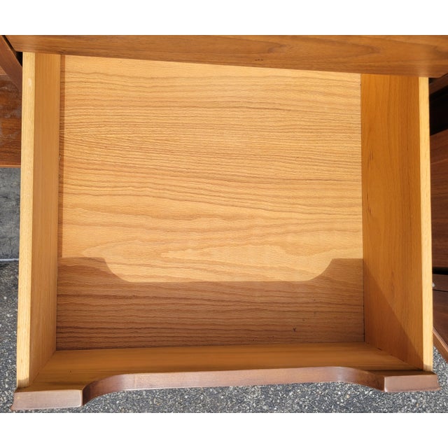 Wood 1964 Merton Gershun for American of Martinsville Lowboy Walnut 6-Drawer Dresser With Mirror and Cane Doors For Sale - Image 7 of 7