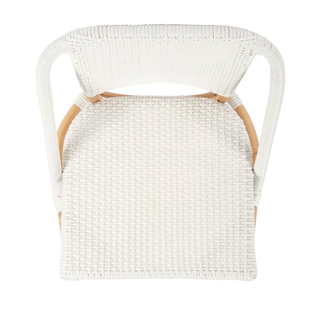 Tenor 18.5 in. Seat Height Rattan Side Dining Chair with Back, Smooth White For Sale - Image 10 of 11
