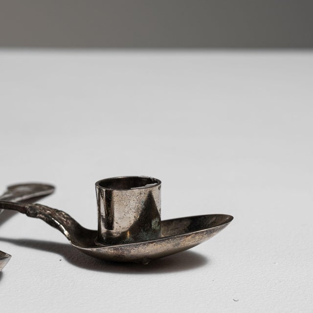Early 20th Century France Black Silver Candlestick For Sale In Greensboro - Image 6 of 16